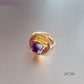 Amethyst Raw Stone Textured Disc Finger Ring