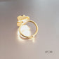 Lemon Quartz Raw Stone Textured Disc Finger Ring