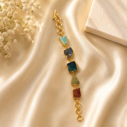 Anika Multicolor  Raw Stones charm Bracelet