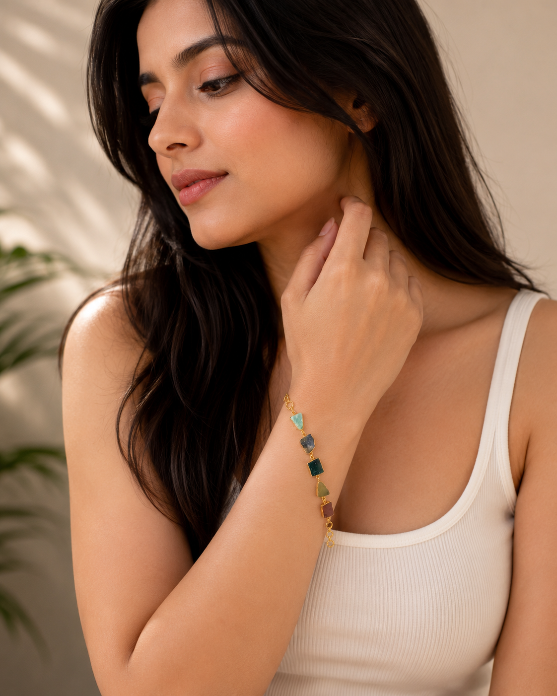 Anika Multicolor  Raw Stones charm Bracelet1