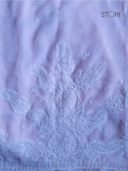 Baby Pink Sanah Handcrafted Lucknowi Chikankari Saree