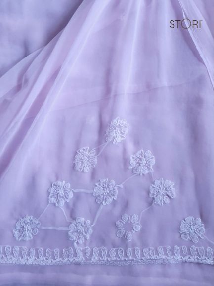 Baby Pink Sanah Handcrafted Lucknowi Chikankari Saree
