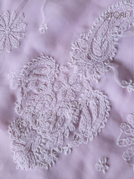 Baby Pink Sanah Handcrafted Lucknowi Chikankari Saree