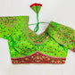Parrot Green Heart-On-Sleeves Heavy Embroidered Bridal Blouse