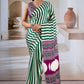 Green & White Ajrakh Modal Satin Silk