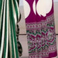 Green & White Ajrakh Modal Satin Silk