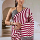 Maroon & White Ajrakh Modal Satin Silk