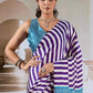 Purple & White Ajrakh Modal Satin Silk