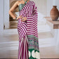 Purple & White Ajrakh Modal Satin Silk