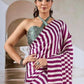 Purple & White Ajrakh Modal Satin Silk