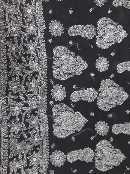 Mystic Black Sanah Handcrafted Lucknowi Chikankari Saree