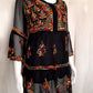 Black Layered Georgette Chikankari Short Kurti