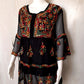 Black Layered Georgette Chikankari Short Kurti