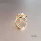 Blue Oval Stone Golden Disc Finger Ring
