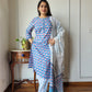 Blue Cotton Printed Straight Suit Set