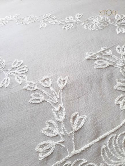 Floral Vines Chiffon Lucknowi Chikankari Dupatta