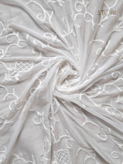 Floral Jaal Chiffon Lucknowi Chikankari Dupatta