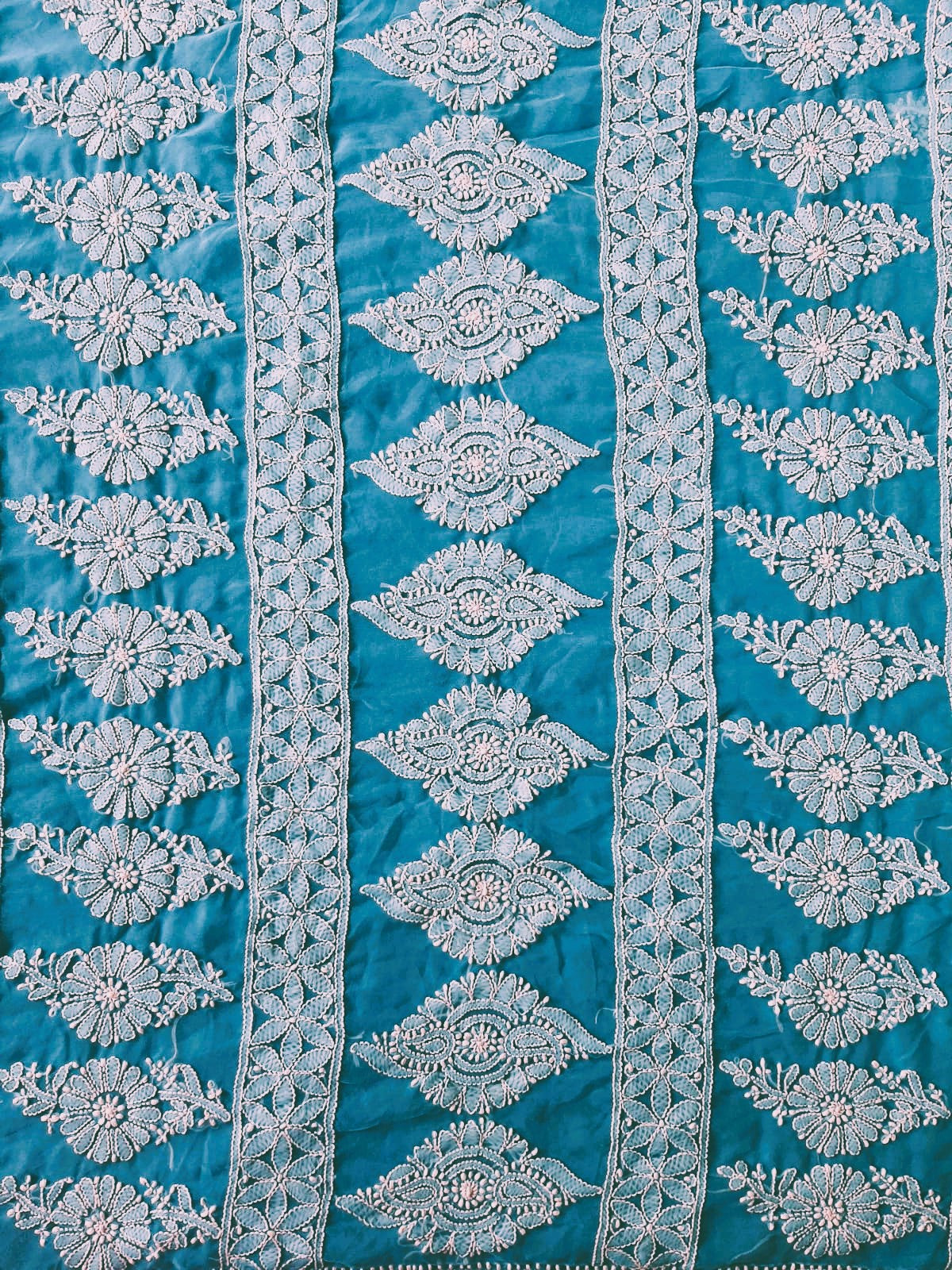 Sky Blue Noor Full Jaal Hand Embroidered Lucknowi Chikankari Saree
