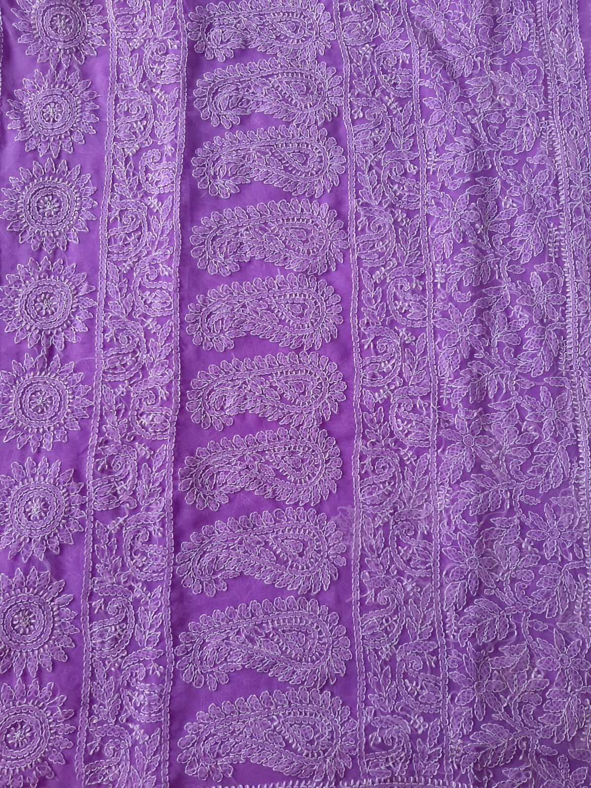 Purple Noor Full Jaal Hand Embroidered Lucknowi Chikankari Saree