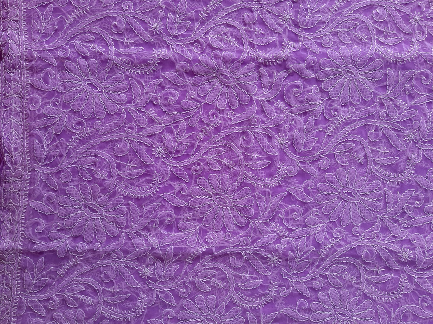 Purple Noor Full Jaal Hand Embroidered Lucknowi Chikankari Saree