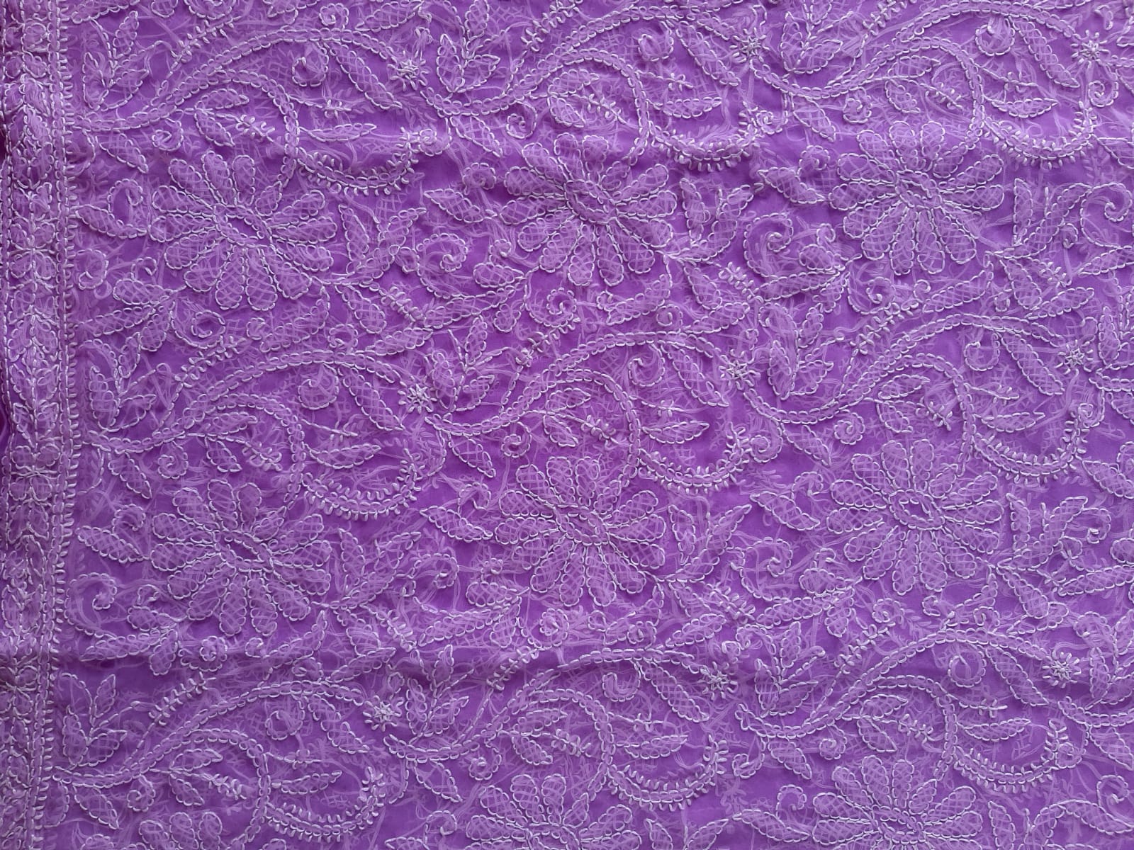 Purple Noor Full Jaal Hand Embroidered Lucknowi Chikankari Saree