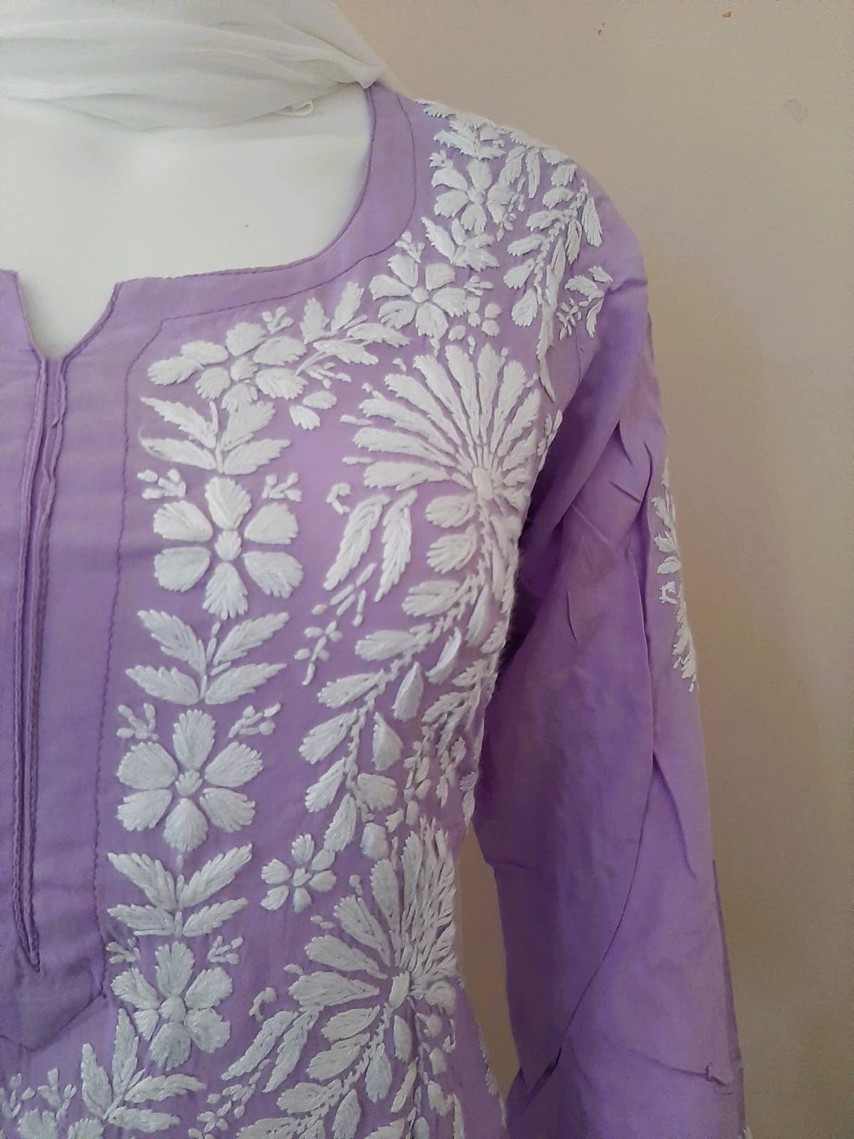Kaaya Lavendar Modal Chikankari Kurti