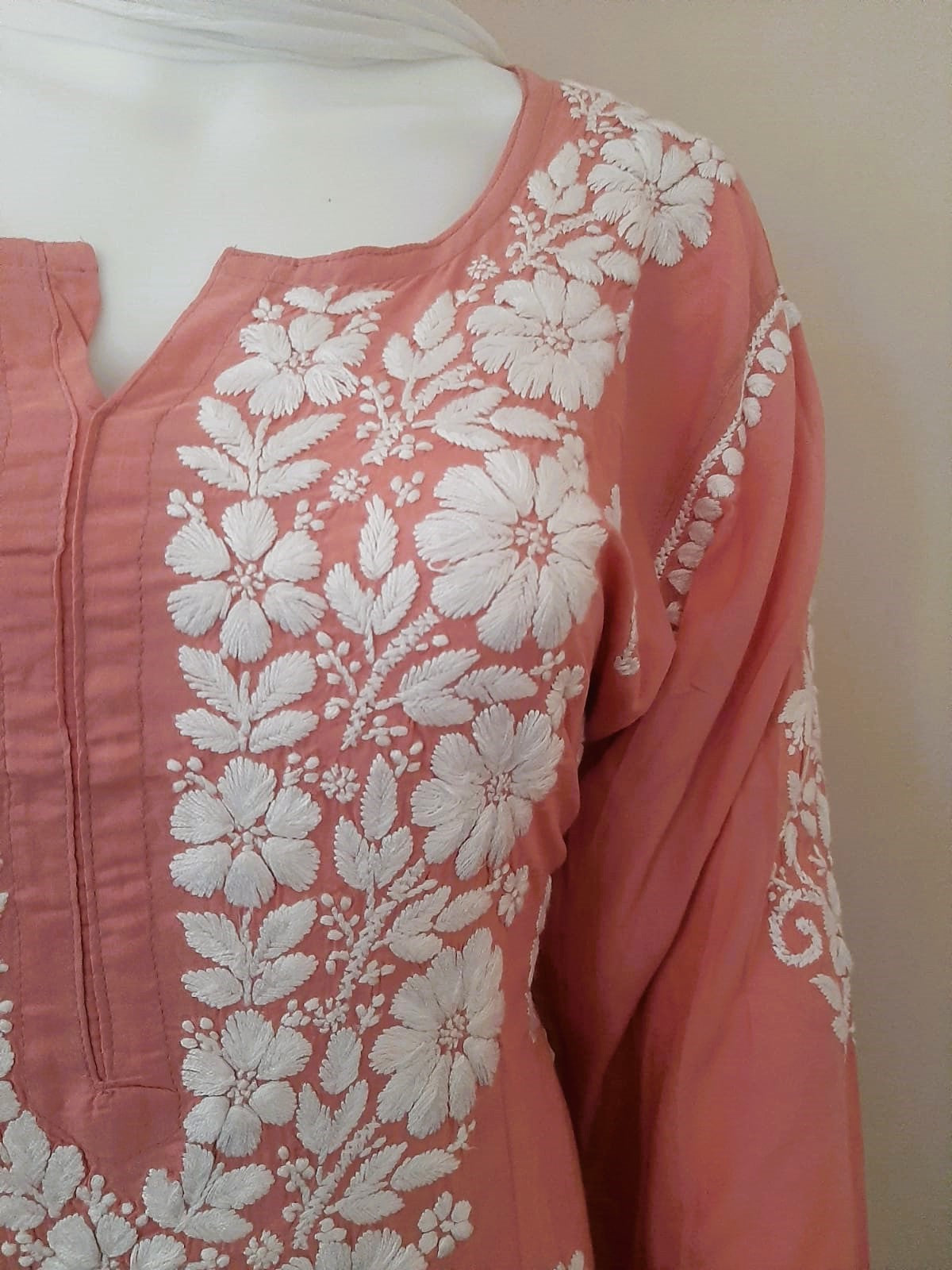 Kaaya Powder Pink Modal Chikankari Kurti