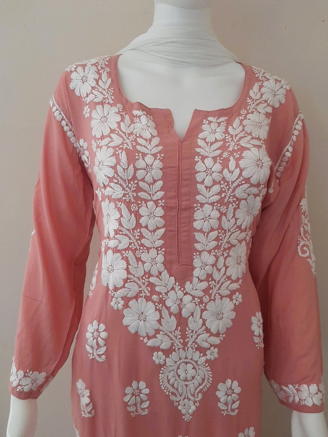 Kaaya Powder Pink Modal Chikankari Kurti