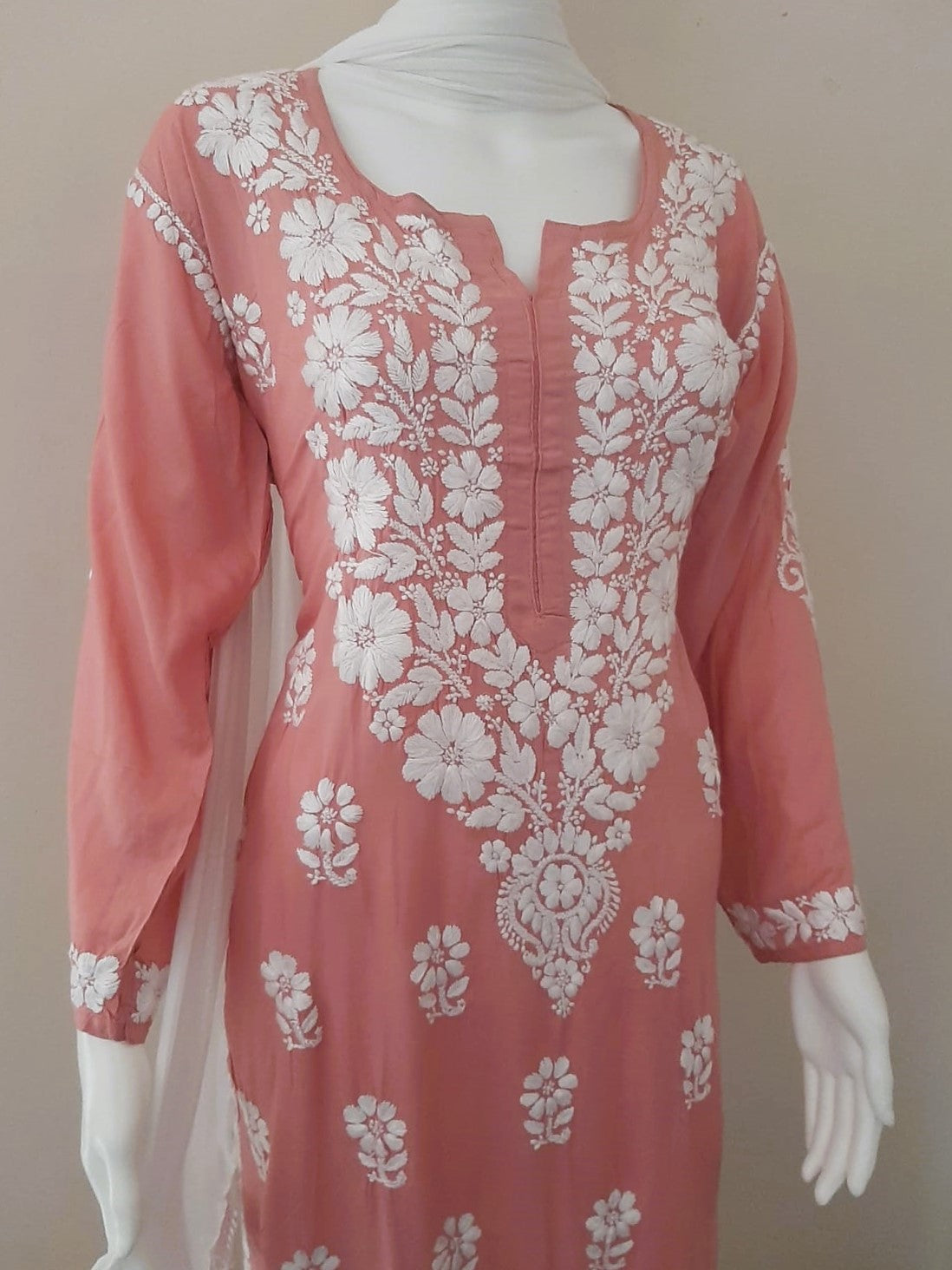 Kaaya Powder Pink Modal Chikankari Kurti