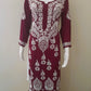Kaaya Wine Modal Chikankari Kurti