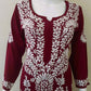 Kaaya Wine Modal Chikankari Kurti