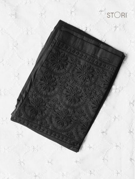 Machine Crafted Black Lucknowi Chikankari Lycra Pants