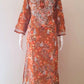 Teracotta Brown Printed Chanderi Chikankari Kurti