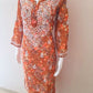 Teracotta Brown Printed Chanderi Chikankari Kurti