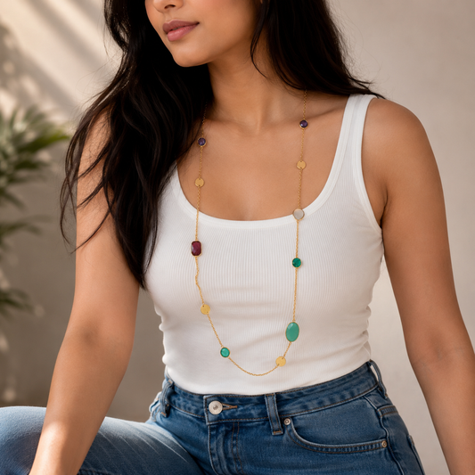 Maheera Glossy Gem Stone Neckpiece