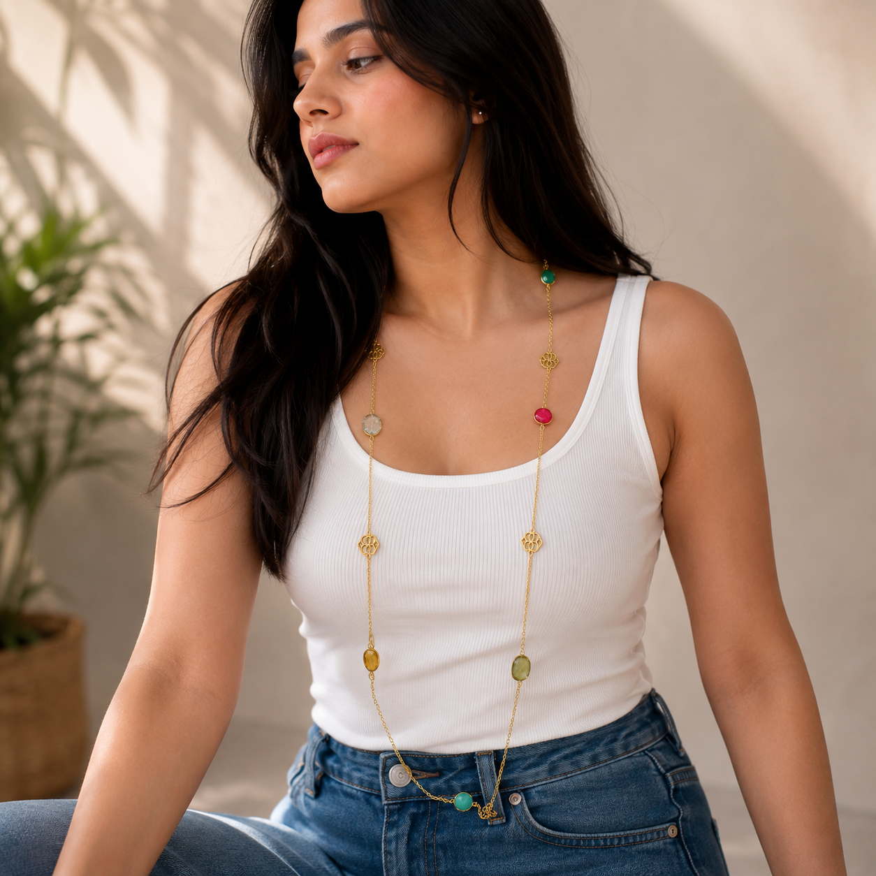Maheera Glossy Gem Stone Neckpiece