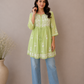 Nora Pista Green Short Georgette Chikankari Kurti