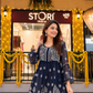Adila Navy Blue Short Georgette Chikankari Kurti With Bell Sleeves