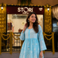 Adila Sky Blue Short Georgette Chikankari Kurti With Bell Sleeves