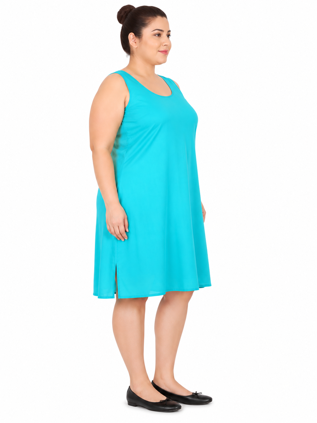 Sea green Cotton Long Inner Slip Plus Size