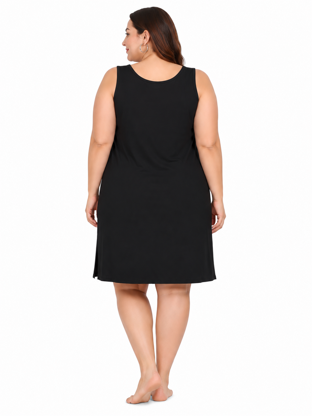 Black Cotton Long Inner Slip Plus Size