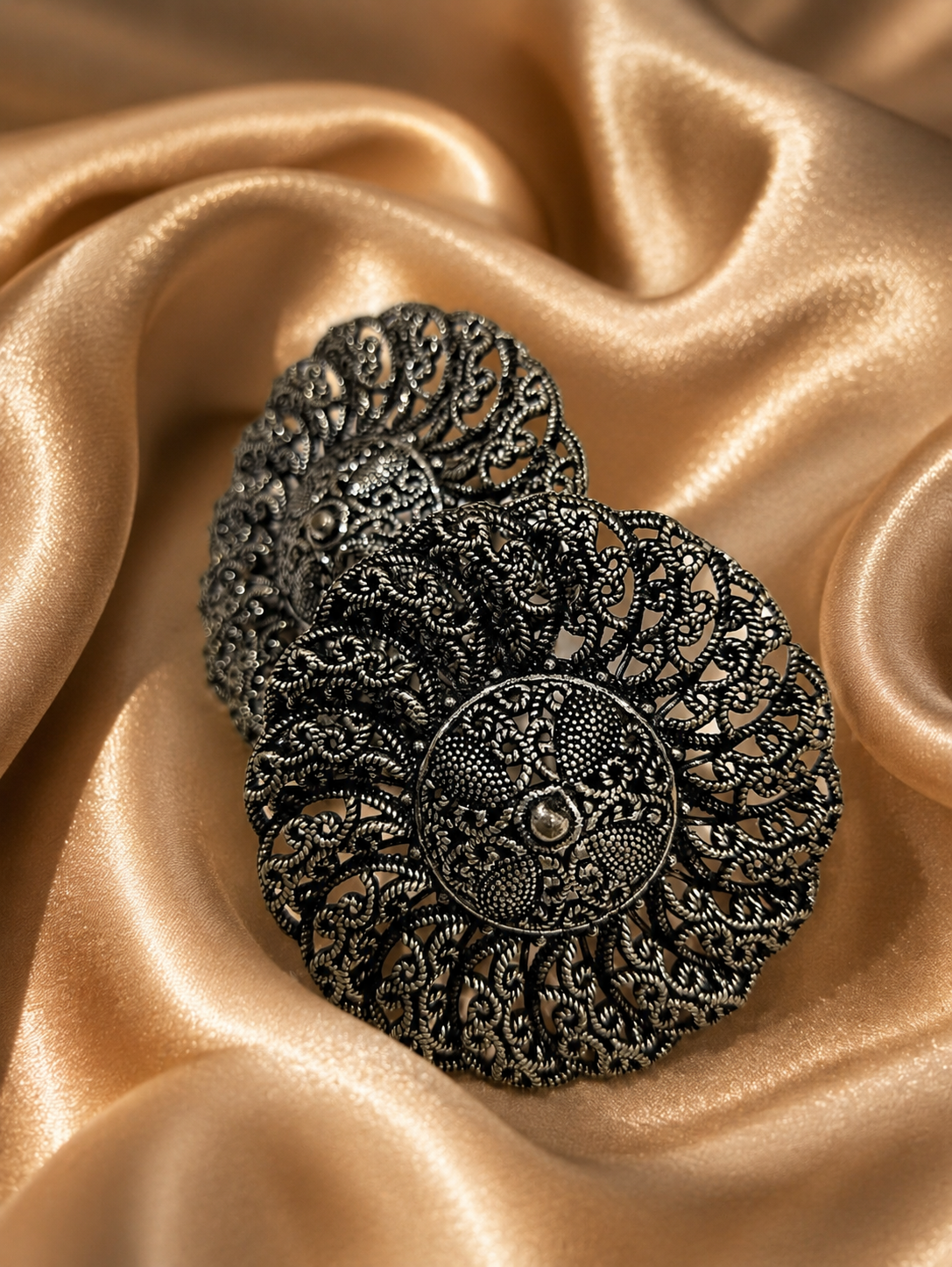Round Handcrafted Oxidised Finger Ring