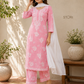 Niha Light Pink Soft Cotton Mulmul Chikankari Kurti & Palazzo Set