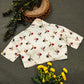 Cherry Slub Cotton Crop Top / Collar Blouse