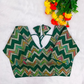 Green Chevron Multi-Sequins & Thread Embroidered Georgette Blouse