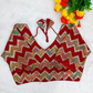 Maroon Chevron Multi-Sequins & Thread Embroidered Georgette Blouse