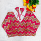 Pink Chevron Multi-Sequins & Thread Embroidered Georgette Blouse