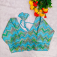 Sky Blue Chevron Multi-Sequins & Thread Embroidered Georgette Blouse