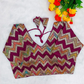 Wine Chevron Multi-Sequins & Thread Embroidered Georgette Blouse