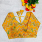 Yellow Chevron Multi-Sequins & Thread Embroidered Georgette Blouse